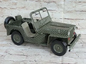 Iron Handcraft Antique American Mini Jeep Model Car Diecast Army Figurine Decor - Picture 1 of 6