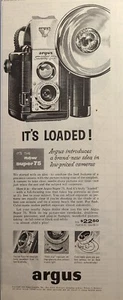 Anuncio impreso vintage 1955 Argus Super 75 caja cámara a todo color o blanco y negro - Imagen 1 de 4