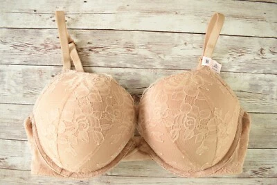Victoria's Secret 36C *BOMBSHELL* ADD 2 CUPS ROSE LACE PUSH-UP BRA *Praline* - Image 1 of 4