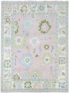 Oushak Handgefertigt Wolle Afghan Design Traditionell Orientalisch Türkisch Rosa Farbe Teppich - Bild 1 von 15