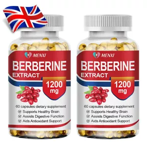 1200mg Berberine Supplement BLOOD SUGAR IMMUNE, Cholesterol Health, 2 x 60 Pills - Picture 1 of 8