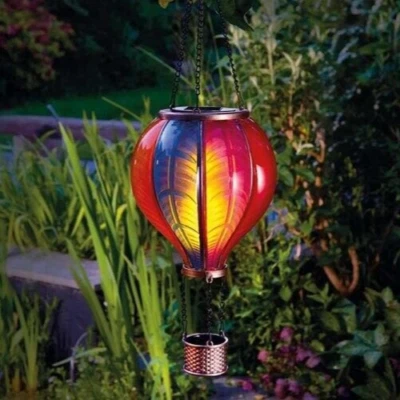 Solar Hot Air Balloon XLarge Hanging Lantern Garden Light LED Multicoloured 62cm - Image 1 of 4