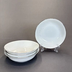 Sango Cantata 6202 Dessert Fruit Bowls 5 1/2" Set of 4 Platinum Trim White - Picture 1 of 9