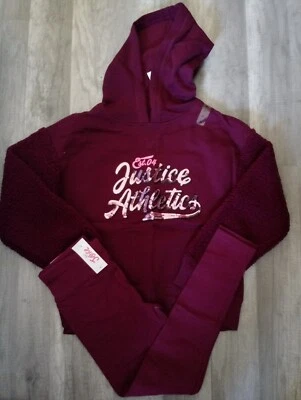 Nuevo con etiquetas Conjunto Justice Girls Lentejuelas Sherpa Sudadera con Capucha/Leggings Talla 8 (RT) Foto 1 de 2