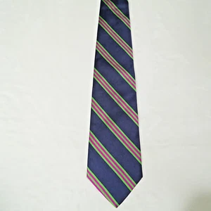 Brooks Brothers Navy & Green Red Striped Tie 100% Silk Men's Necktie 58" - Picture 1 of 4