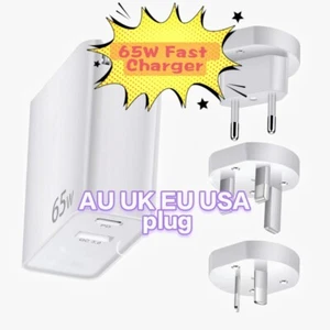 65W GaN Charger Fast USB-C PD AC Power Wall Adapter For iPhone iPad Mac Samsung - Picture 1 of 7