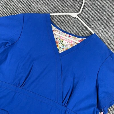 Koi Katelyn Scrub Top Womens XL Extra Large Blue Short Sleeve V Neck New - Image 1 of 4