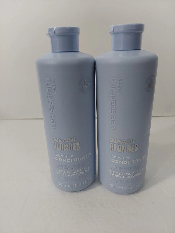 Paquete de 2 acondicionadores Lee Stafford, rubios blanqueadores, blanco hielo 16,9 fl oz cada uno sellado Foto 1 de 3
