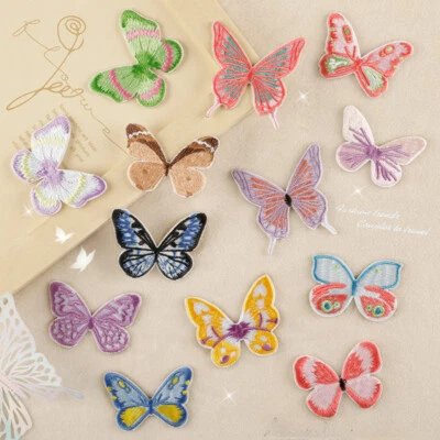 10PCS Self Adhesive Butterfly Patches Embroidery Butterfly Applique Sew on Patch - Image 1 of 4