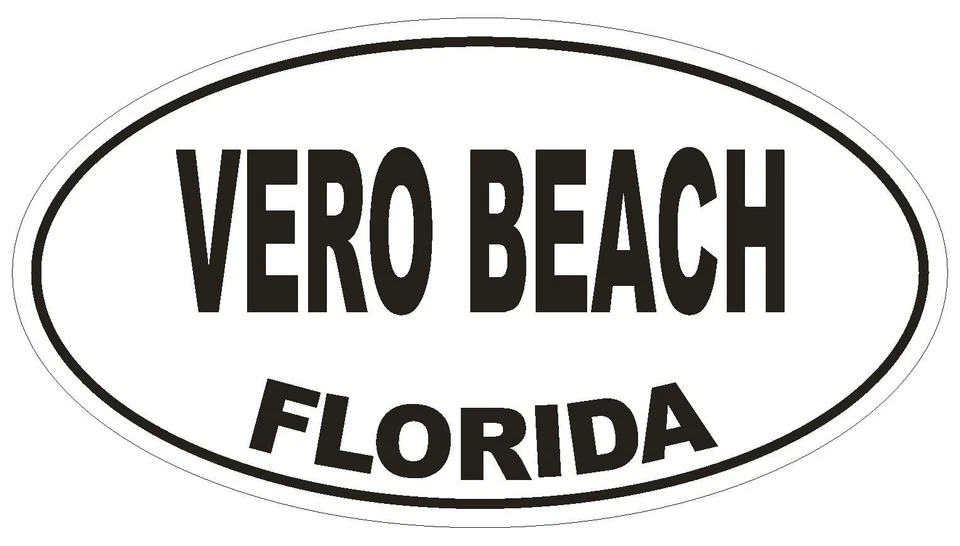 WINTER PARK PRODUCTS Vero Beach Florida Oval Bumper Sticker or Helmet Sticker D1352 Euro Oval