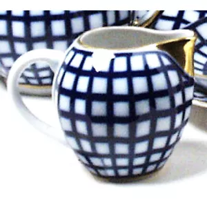Crema a cuadros de cobalto porcelana Lomonosov - Imagen 1 de 2