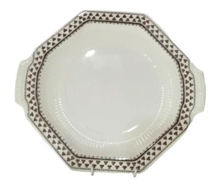 Vintage Real English Ironstone Adams Sharon Brown Shamrock Octagonal Eared Plate - Picture 1 of 3