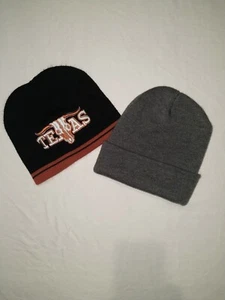 Texas Longhorns Black Beanie Plus Grey Cotton Beanie - Picture 1 of 12