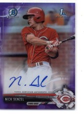 2017 Bowman Chrome Prospect Autographs Refractors Purple #CPA-NS Nick Senzel Red