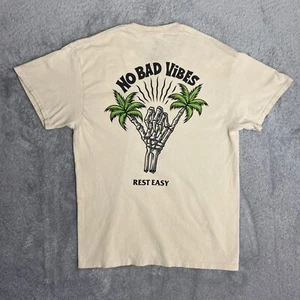 T-Shirt Rest Easy S Small Crema No Bad Vibes Palme Shaka - Foto 1 di 21