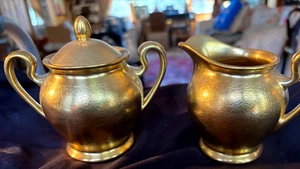 PICKARD CHINA - 24k GOLD -SUGAR & CREAMER - 532 - ROSE & DAISY PATTERN - VINTAGE - Picture 1 of 6