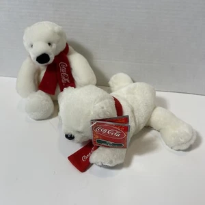Coca Cola Boyds White Polar Bear Red Scarf Plush/with Cub Bonus - Picture 1 of 14