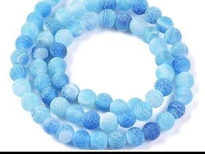 Achat 6mm hellblau weiß matt Perlen rund blau Edelstein basteln auffädeln DIY - Bild 1 von 5