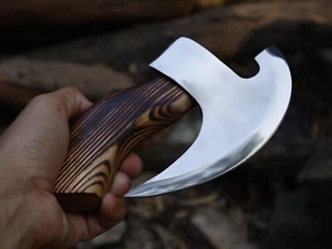 High Polish 6"Mini Pizza Cutter Axe Viking Axe Pizza Axe With Leather Sheath - Picture 1 of 17