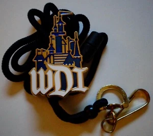 Disney WDI Disneyland Castle Lanyard Gold ID Tag Holder LE 300 - Picture 1 of 3