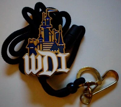 Disney WDI Disneyland Castle Lanyard Gold ID Tag Holder LE 300 - Image 1 of 3