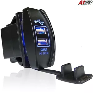 Cargador de doble puerto USB enchufe teléfono adaptador LED azul de alimentación para motor de coche barco 12 V - Imagen 1 de 8