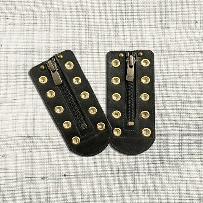 Unisex easy way take off boots zipper unit real black leather 5-6-7 Gold Holes - Изображение 1 из 4