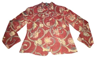 Винтажная женская портретная куртка RareWomen размер средний гобелен вышивка - Изображение 1 из 4