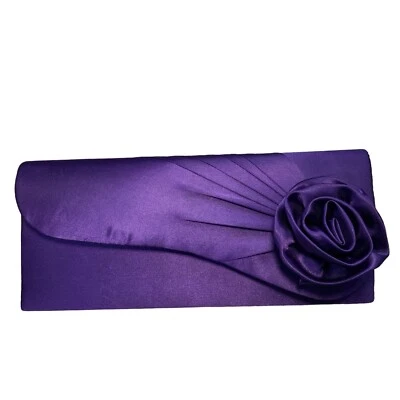 Jessica McClintock Púrpura Satinado Formal Bolso sin asas Encubierto Correa Cadena Foto 1 de 4