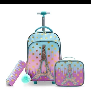 3PCS Rolling Backpack for Girls Kids  Wheeled Bag - Picture 1 of 4