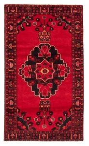 Vintage rot traditionell 3 Fuß 11 Zoll x 6 Fuß 11 Zoll orientalischer handgeknüpfter Wollteppich - Bild 1 von 9
