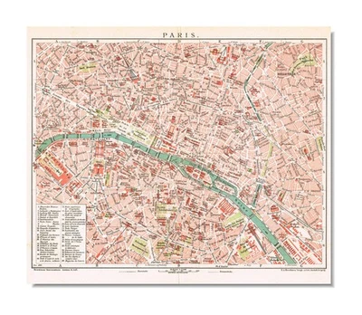 PARIS  Original map Antique  plan DATED  1898 FRANCE République française - Image 1 of 4