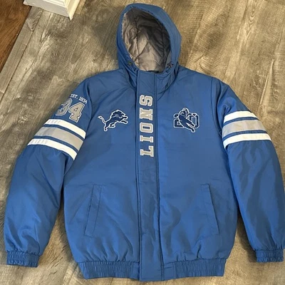 Detroit Lions NFL Team Apparel-Barry Sanders Full Zip/Snap Jacket/Coat Sz M RARE - Image 1 of 4