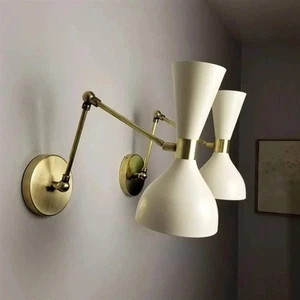 Wall Sconces Shiny Pair of 2 1950's Mid Century Brass Italian Custom Sconces - Picture 1 of 5