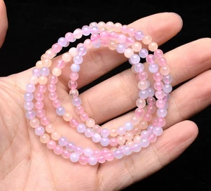 4,8 mm Echte Natürliche Bunte Morganit Edelstein Runde Perlen Armband AAA - Bild 1 von 6