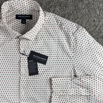 Mizzen+Main Leeward Classic No Tuck White Pink Geo Floral Shirt Sz Large $138 - Image 1 of 4