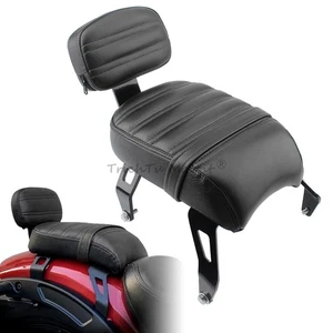Black Rear Passenger Seat w/Rear Backrest Pad For Indian Scout Bobber 2018-2021 - Picture 1 of 24