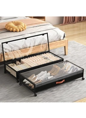 Под кроватью контейнеры для хранения с колесами 54L большой под кроватью туфли одеяла Cl... - Изображение 1 из 4