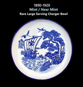 CUENCO CARGADOR de porcelana japonés azul y blanco Takarabune barco tortuga minojuego de colección - Imagen 1 de 4
