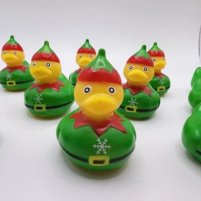 Christmas Rubber Duck Elf Santas Helper Cruising 2" Cruise Duckie Lot Of 12 - Image 1 of 4
