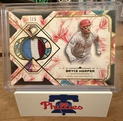 2025 Topps Diamond Icons Bryce Harper Single Player Relic 3 Color Patch # 1/5 - Image 1 of 2