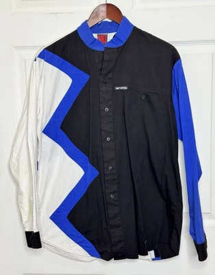 Camisa De Colección Mo Betta Western Blanca Negra Azul Estrella Botón Talla Grande 16.5" Rock Foto 1 de 4