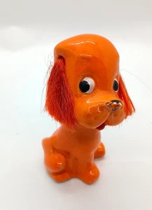 Vintage Orange Dog Figurine Enesco Japan E-8246 MCM Puppy Hair Ears  - Picture 1 of 9