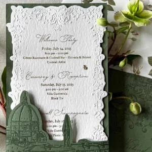 Cubierta de castillo de alta calidad personalizada invitación de boda tipografía lámina de lujo - Imagen 1 de 3