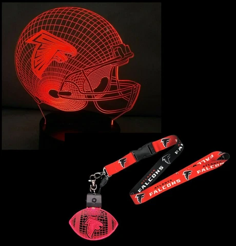 NFL Atlanta Falcons Helmet 3D Light Keychain and Lanyard Combo Illusion Light Cover