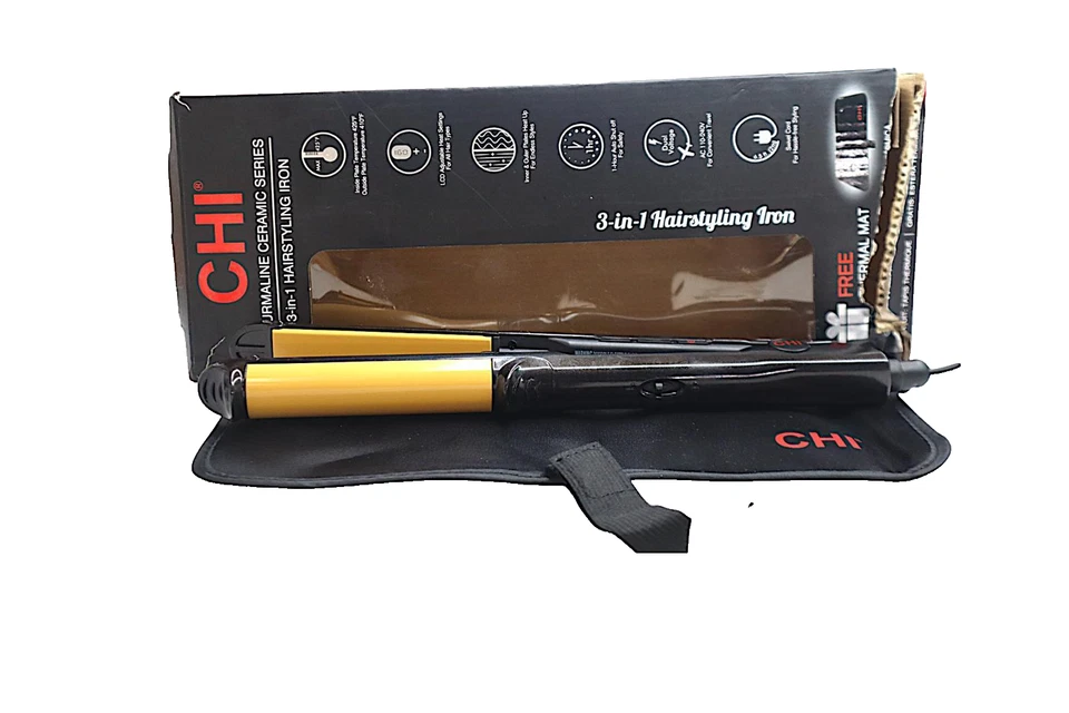 CHI - Ferro modelador de cerâmica turmalina 3 em 1, 1" (USADO) - Imagem 1 de 1