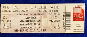 KID ROCK Concert Full Ticket Stubs 09/06/2017 Van Andel Arena - Picture 1 of 2