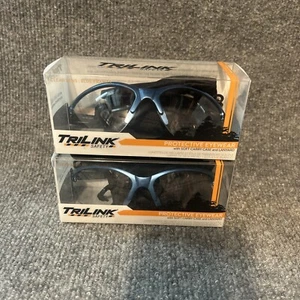 Lot Of 2 Tri link glasses Safety Glasses Blue Protective Eyewear With Case - Picture 1 of 3