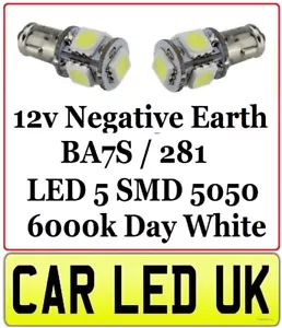✅ 12v BA7S 281 Neg Earth PEANUT LED BULB ✅ 5 SMD 6000k WHITE ✅ CLASSIC CAR BIKE - Picture 1 of 6