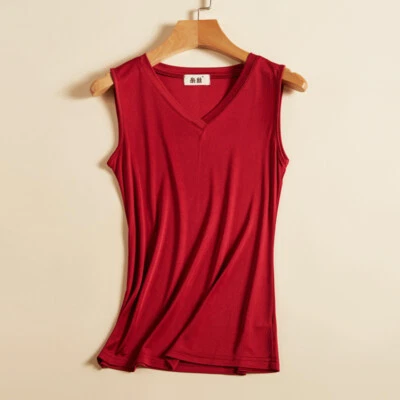 Lencería para mujer Chaleco tejido de seda morera Camiseta Camiseta sin mangas Prenda Foto 1 de 4